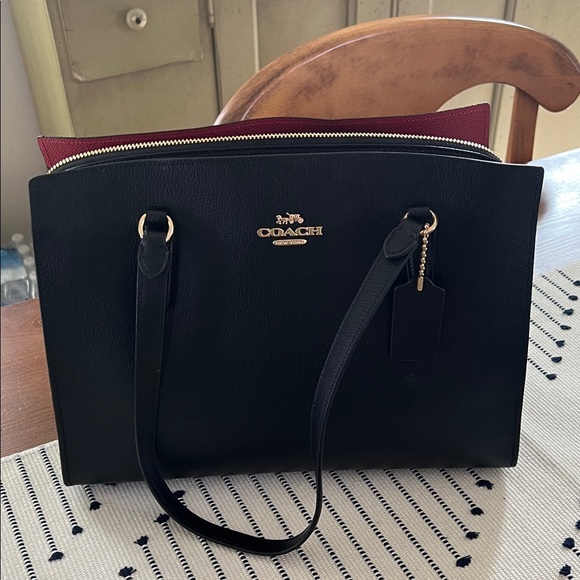 Coach Black and Red Leather Tote - Picture 1 of 5